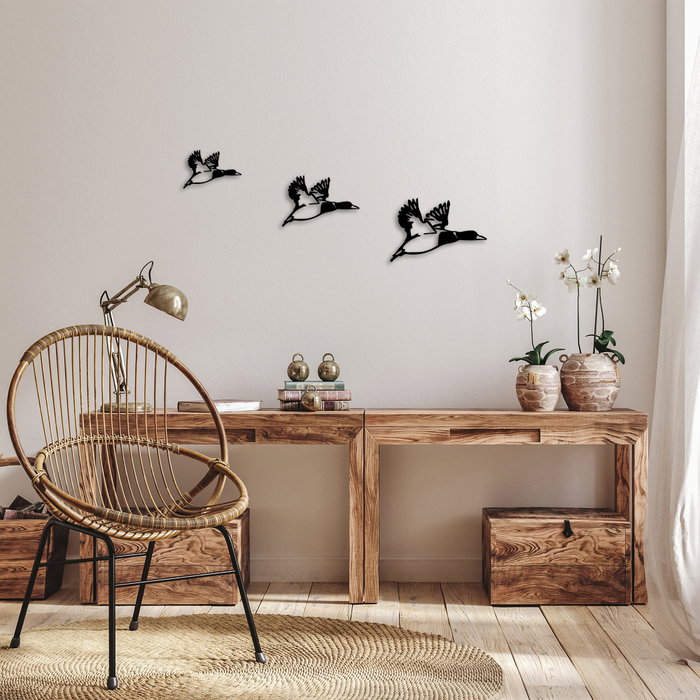 Wallity Ducks - 290 Escultura de Pared de Metal Negra